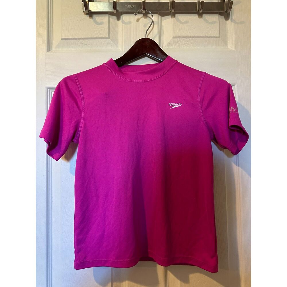 Speedo Girls’ Swim Shirt Size XL 16 Pink UV Block the Burn Rashguard NWOT